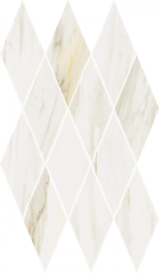 Мозаика Stellaris Carrara Ivory Mosaico Diamond керамогранит 28х48 см Italon полированная, бежевый, белый, серый 620110000204