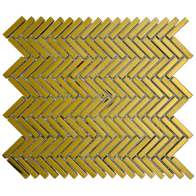 Мозаика Marble Mosaic Chevron Gold стекло 30х30 см глянцевая чип 10x40 мм, золотой-oro-gold