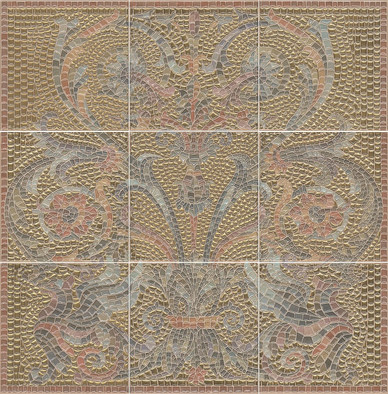 Панно HGD/B99/9x/17000 Виченца Золото, 9 частей 15х15 (размер каждой части) 45х45 Kerama Marazzi матовое керамическое