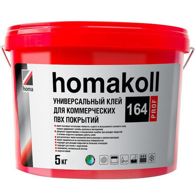 Универсальный клей для коммерческих ПВХ покрытий Homakoll 164 Prof 5 кг водно-дисперсионный ECO5
