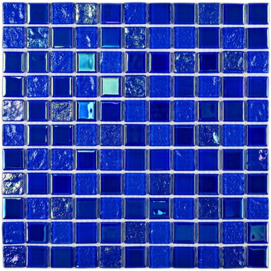 Мозаика Bondi Dark Blue-25 стекло 30х30 см глянцевая чип 25х25 мм, синий