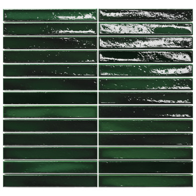 Мозаика Short Stick Jungle Crackle  керамика 28х30 см Amadis Fine Tiles глянцевая чип 20х150 мм, зеленый 8436552229354
