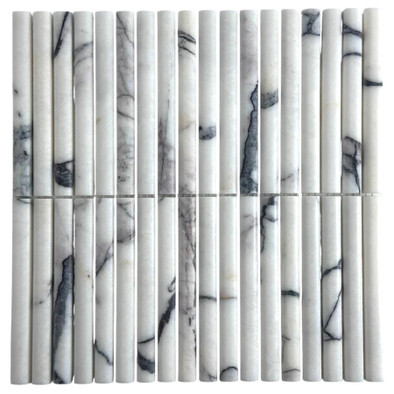 Мозаика Marble Mosaic Lilac Bars 305*305 15x151x12 мрамор 30.5х30.5 см матовая чип 15х151 мм белый, серый