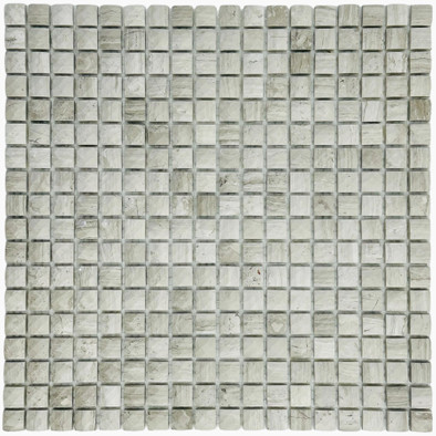 Мозаика Marble Mosaic Diamond Silver Wood Pol камень 30.5х30.5 см полированная чип 15х15 мм, серый