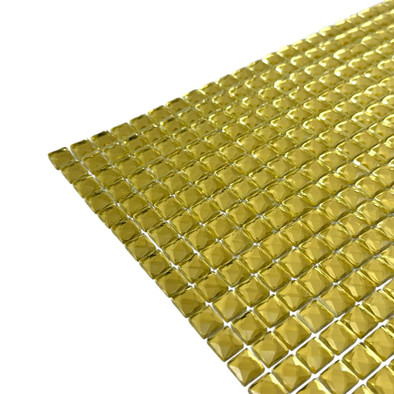 Мозаика Marble Mosaic Crystal Super Gold стекло 30х30 см глянцевая чип 10x10 мм, золотой-oro-gold