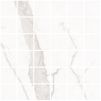 Мозаика Blanc Calacatta Mosaic Soft 30x30 керамогранит Living Ceramics матовая чип 55х55 мм, белый, серый LV10640