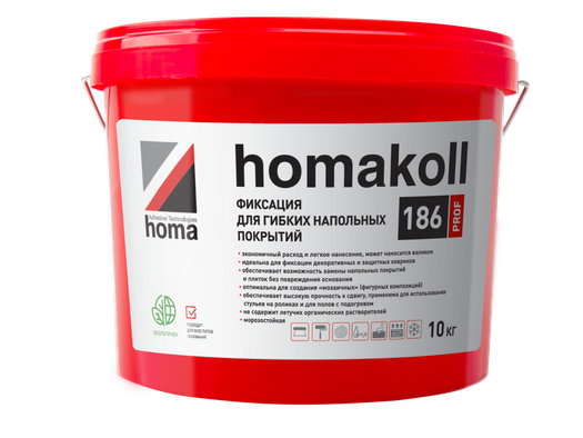 Клей для пвх плитки, фиксация для гибких напольных покрытий Homakoll 186 Prof, 10 кг