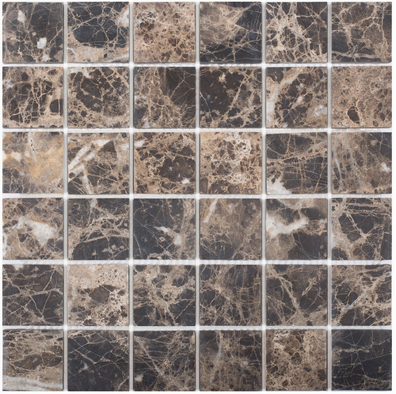 Мозаика из мрамора Dark Emperador PIX303, 30.5х30.5 см матовая чип 48x48 мм, коричневый