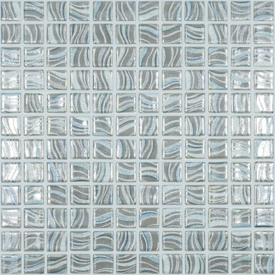 Мозаика Glitter Grey №7804 (на сетке) стекло 31.7х31.7 см Vidrepur глянцевая чип 25х25 мм, голубой, серый С0006240