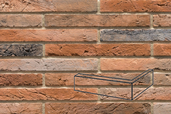 Угловой элемент Кирпич Каталонский шов 10, Охра 5.2х10х22.5 Феодал рельефная (структурированная) 00000040034