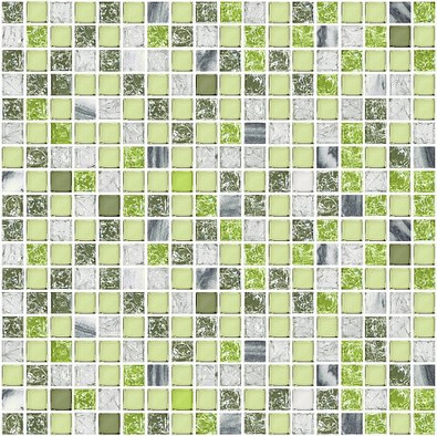 Мозаика Элара Верде MGR1502 керамика 30x30 см глянцевая чип 15х15 мм, зеленый, серый