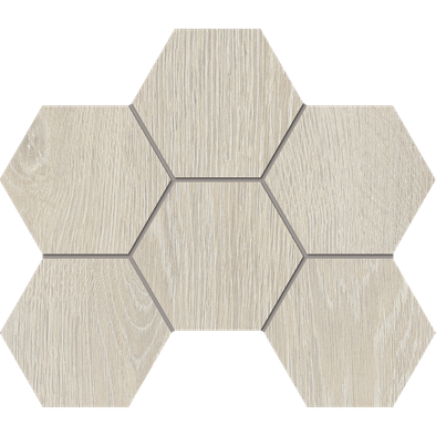 Мозаика KW00 Hexagon 25x28,5 cтруктурированная керамогранит Estima Kraft Wood, белый 70431