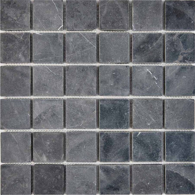 Мозаика из мрамора Nero Marquna PIX249, чип 48х48 мм, сетка 305х305х6 мм матовая, серый