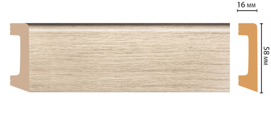 Плинтус напольный D234-72 ДМ Decomaster (58х16х2400 мм) 