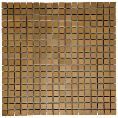 Мозаика Marble Mosaic Metalic Rose Pol нержавеющая сталь 30х30 см полированная чип 15х15 мм, золотой-oro-gold