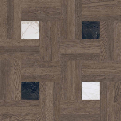 Керамогранит Leatherwood Chesterfield Ebony Nat 3D Rett 60х60 Versace матовый напольная плитка PF60020119