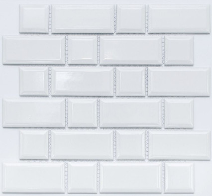 Мозаика PR 4595-42 керамика 29.1х29.4 см глянцевая чип 45х45, 45х95 мм, белый