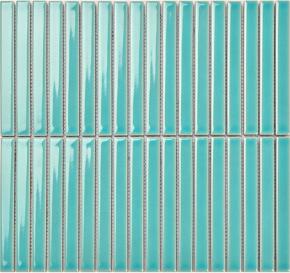 Мозаика Porcelain mosaic Mosaic 1.5х14.5 Y15FW30 Голубой глянцевый керамогранит 29.4х31.3 см чип 15х145 мм