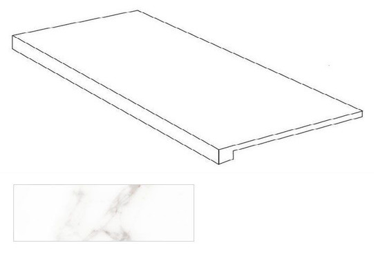 Ступень фронтальная Ache Scalino Sagamato Statuario Venato 33х60 Nat. керамогранит