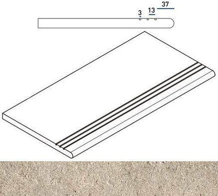 Ступень фронтальная Desert Gradino Round Grip Dx 30x60 керамогранит