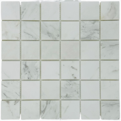 Мозаика Marble Mosaic Volakas white Pol камень 30.5х30.5 см полированная чип 48х48 мм, серый, белый