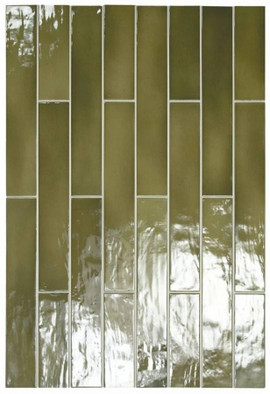 Настенная плитка Manacor Basil Green 6.5x40 глянцевая керамическая