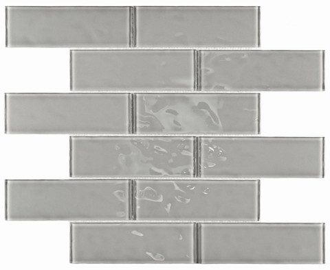 Мозаика Rumba Grey стекло 30х30 см глянцевая чип 48х148 мм, серый