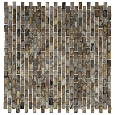 Мозаика Marble Mosaic Coffe Brick Shell ракушка 30.5х30.5 см чип 10х20 мм, коричневый, темно-коричневый