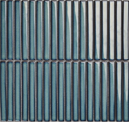 Мозаика Porcelain mosaic Mosaic 1.5х14.5 Y15FW26 Голубой глянцевый керамогранит 29.4х31.3 см чип 15х145 мм