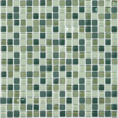 Мозаика S-844 стекло 30.5х30.5 см глянцевая чип 15х15 мм, зеленый