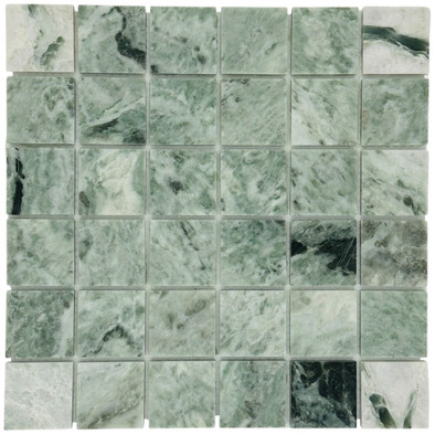 Мозаика Marble Mosaic Cloud Emerald Pol камень 30.5х30.5 см полированная чип 48х48 мм, зеленый