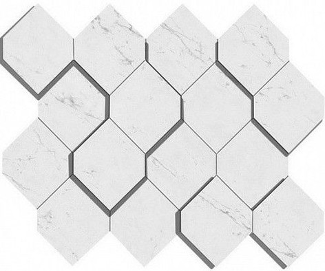 Декор Marvel Carrara Pure Mosaico Esagono 3D керамогранит фото Декор Marvel Carrara Pure Mosaico Esagono 3D керамогранит