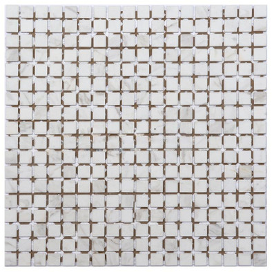Мозаика K-729 мрамор 30.5х30.5 см матовая чип 15х15 мм, серый