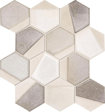 Мозаика Supergres Mosaico Esagona Dek Sand 29.8х34.5 керамогранит матовая бежевый, белый, коричневый MEKS