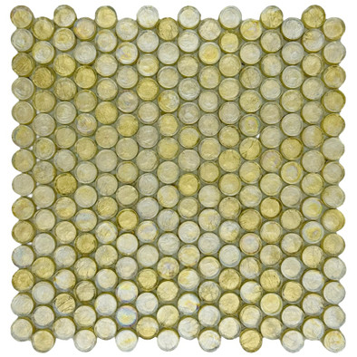 Мозаика Marble Mosaic Round Lux Gold стекло 30х30 см глянцевая чип 20x20 мм, золотой-oro-gold