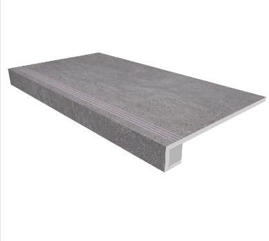 Комплект (Ступень SR01 (33x120) непол. (прямоугол. бортик) + Подступенок (14,5x120)) матовый