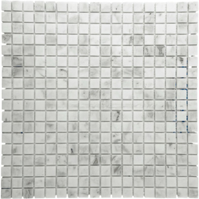 Мозаика Marble Mosaic Volakas White Mat мрамор 30.5х30.5 см матовая чип 15х15 мм белый, серый