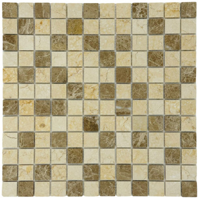 Мозаика Marble Mosaic Mix stone 5 Mat камень 30х30 см матовая чип 23х23 мм, бежевый, коричневый
