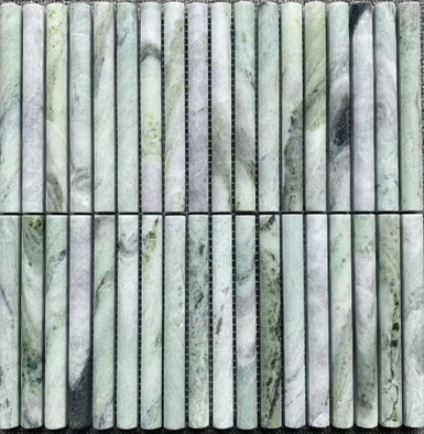 Мозаика Marble Mosaic Cloud Emerald Bars мрамор 30.5х30.5 см матовая чип 15х151 мм зеленый