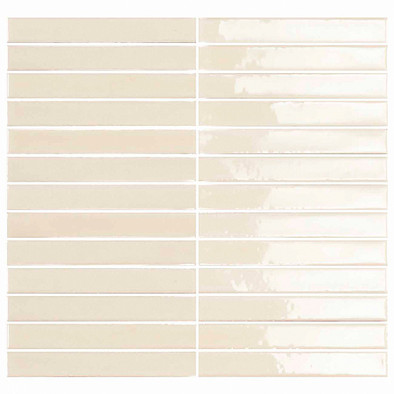Мозаика Short Stick Ivory керамика 28х30 см Amadis Fine Tiles глянцевая чип 20х150 мм, бежевый 8436552229446
