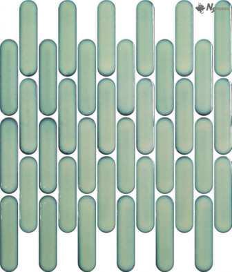 Мозаика R-343 керамика глянцевая 30х30 см чип 23х98 мм, зеленый
