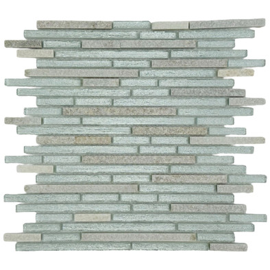 Мозаика Marble Mosaic Stripes Silver White стекло 30х34 см глянцевая чип 10x48/98/148 мм, серебро-silver