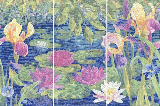 Панно HGD/A94/3x/11000RL Сад Моне лаппатированный из 3 частей 60x90 Kerama Marazzi