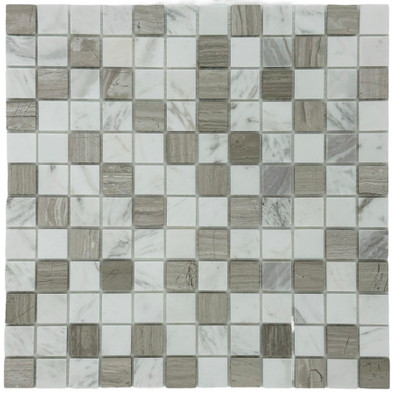 Мозаика Marble Mosaic Mix stone 2 Mat камень 30х30 см матовая чип 23х23 мм, серый