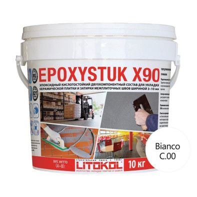 Затирка для плитки эпоксидная Litokol Epoxystuk X90 Белый 10 кг 479350002 фото Затирка для плитки эпоксидная Litokol Epoxystuk X90 Белый 10 кг 479350002