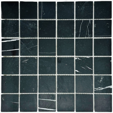 Мозаика Marble Mosaic Nero Marquina Mat камень 30.5х30.5 см матовая чип 48х48 мм, черный