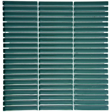 Мозаика Marble Mosaic Kit-Kat Grass керамика 28.2х29.4 см полированная чип 12x92 мм зеленый