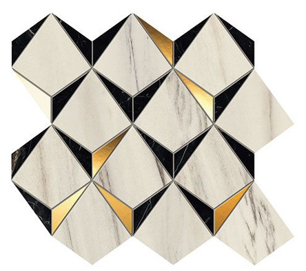 Мозаика Marvel Diamonds Bianco - Black (9MDB) 35,8х32,9 керамика глянцевая, золотой, кремовый, черный фото Мозаика Marvel Diamonds Bianco - Black (9MDB) 35,8х32,9 керамика глянцевая, золотой, кремовый, черный