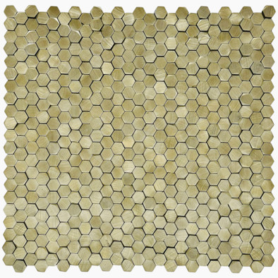 Мозаика Marble Mosaic Aluminium 3D Hexagon Gold алюминий 29.6х30.5 см чип 8х14 мм, золотой-oro-gold