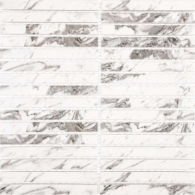 Мозаика Imagine Lab KST2-CAR керамика 29.8х29.6 см матовая чип 15х145 мм, серо-белая, под мрамор